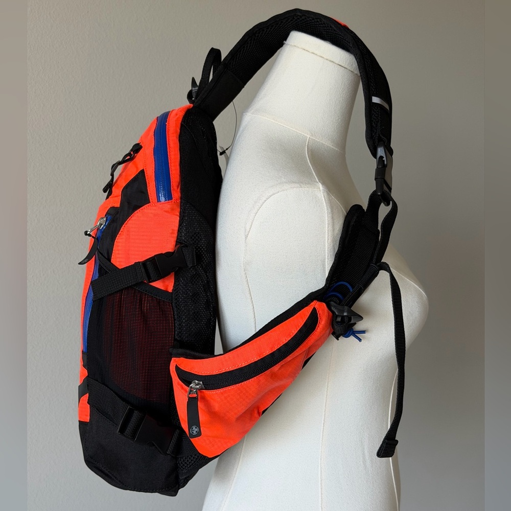 Outdoor RLX Ralph Lauren Mini Sling Bag Backpack Neon Orange Hiking Gym Travel - Picture 2 of 16
